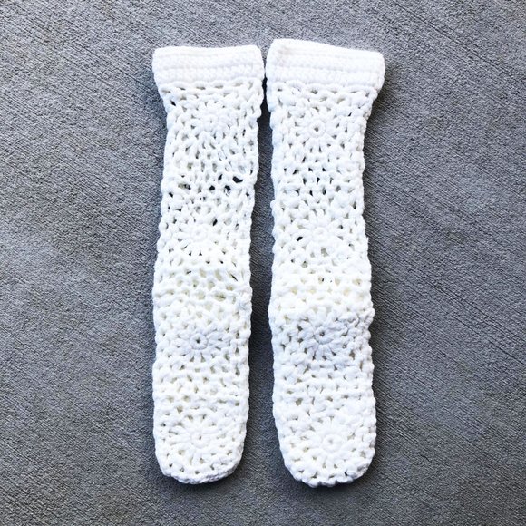 Lemon Cream Crochet Legwear Slippers / Legwarmers, Cable Knit Slippers - Picture 3 of 9
